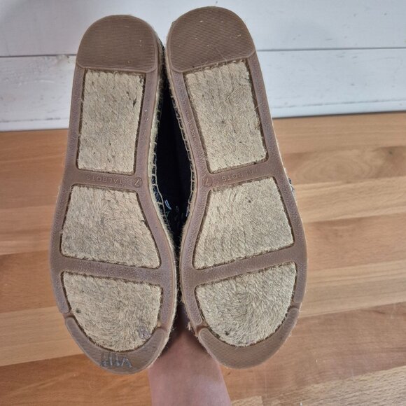 Talbots Women's Espadrille Embroidered Flats size 7M Navy Blue Paisley Shoes - Picture 5 of 8